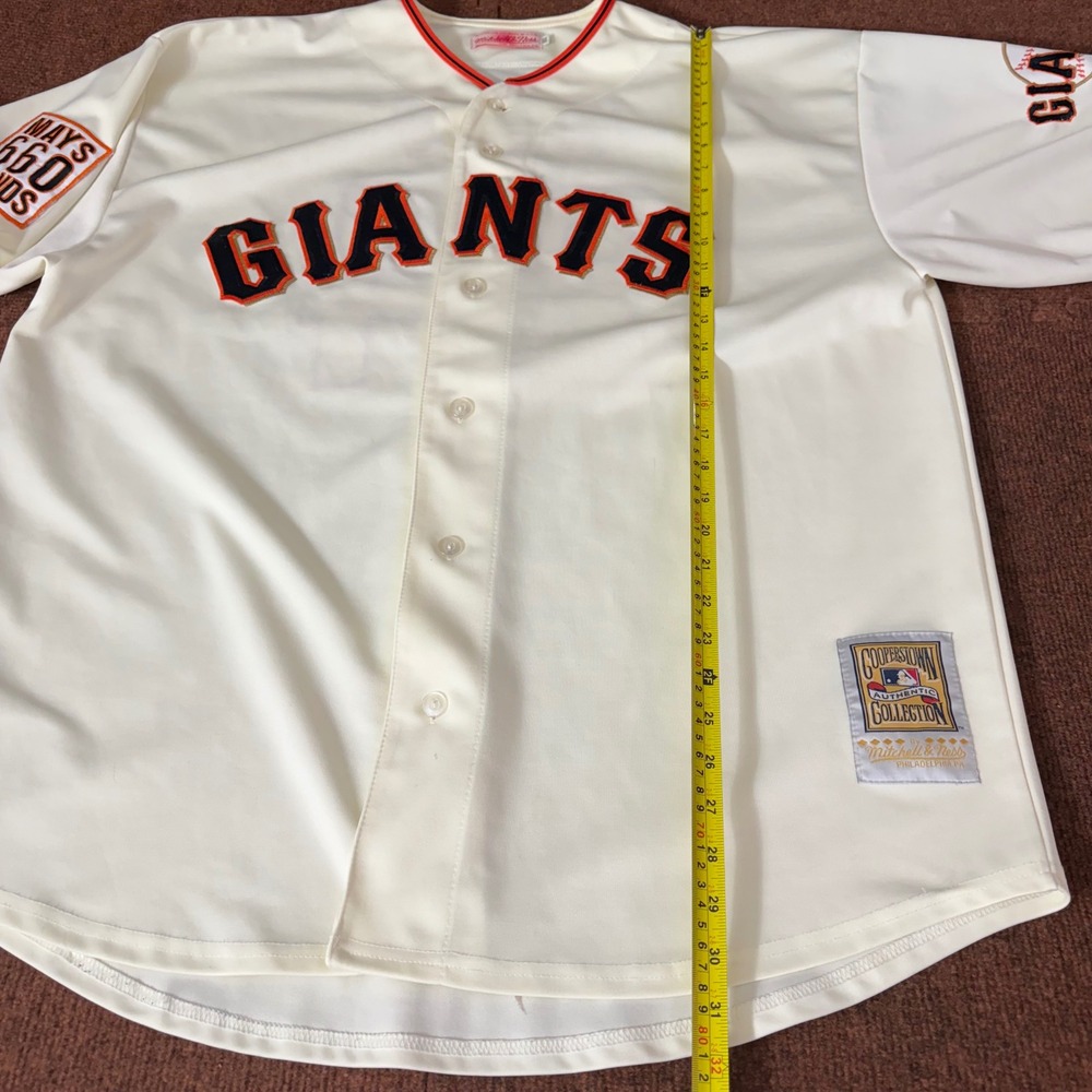 Vintage rare Mitchell & Ness SF Giants Jersey Mays 660 Bonds Patch Cream Size 60 - Picture 8 of 14